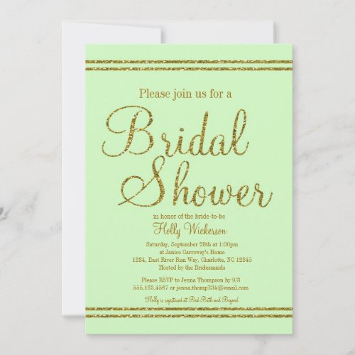 Mint green &amp; Gold Bridal Wedding shower invitation
