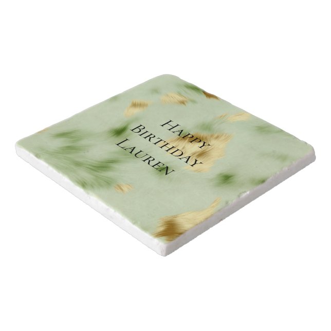 Mint Green Gold Cowhide Trivet (Corner)