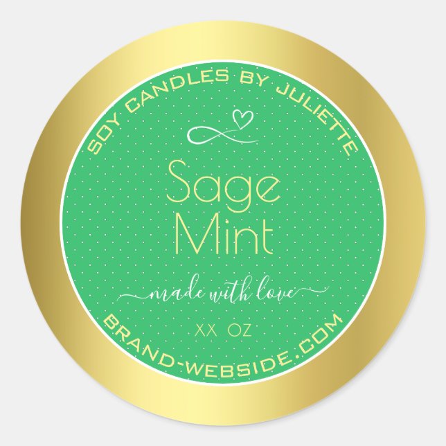 Mint Green Gold Effect Product Packaging Labels (Front)