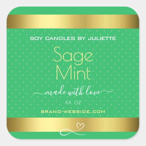 Mint Green Gold Effect Product Packaging Labels