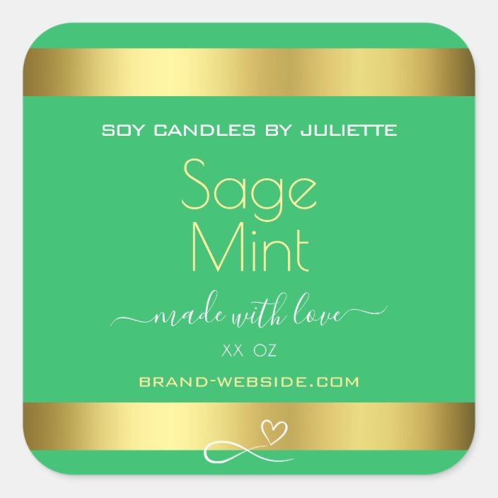 Mint Green Gold Effect Product Packaging Labels