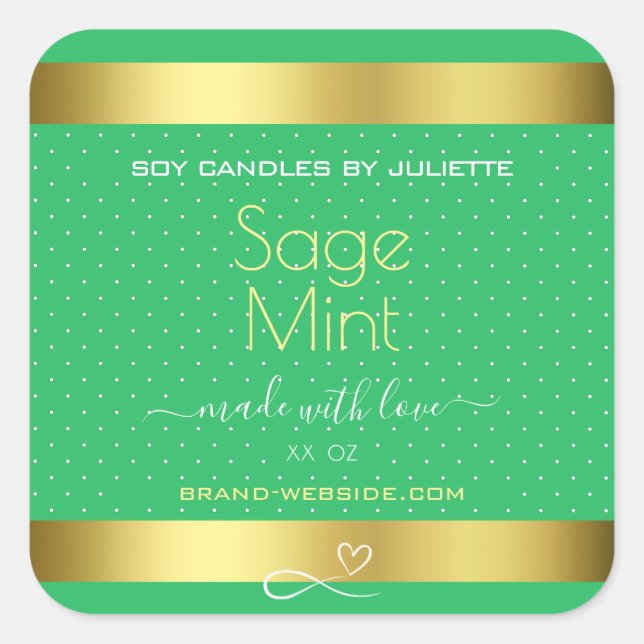 Mint Green Gold Effect Product Packaging Labels (Front)
