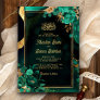 Mint Green Gold Floral QR Code Muslim Wedding Invitation