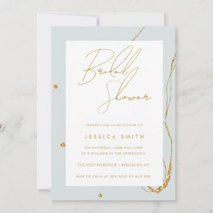 Mint Green Gold Glitter Bridal Shower Invitation
