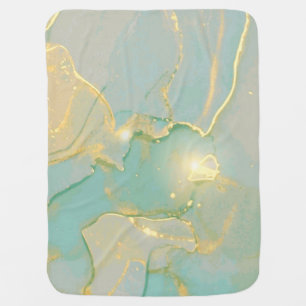 Mint Green Gold Marble: Textured Baby Blanket