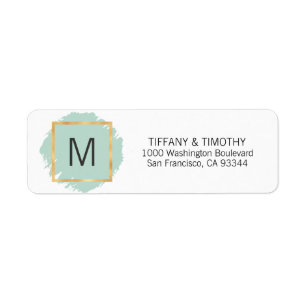 Mint Green Gold Monogram Return Address Label