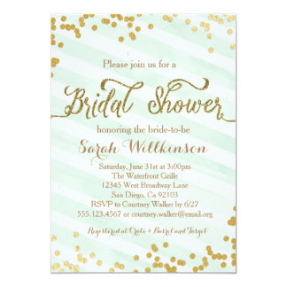 Mint Green & Gold Wedding Bridal Shower invitation