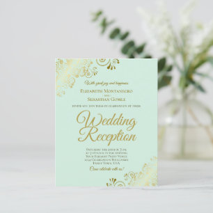 Mint Green & Gold Wedding Reception BUDGET Invite