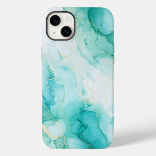 Mint Green Gold White Marble Case-Mate iPhone 14 Plus Case
