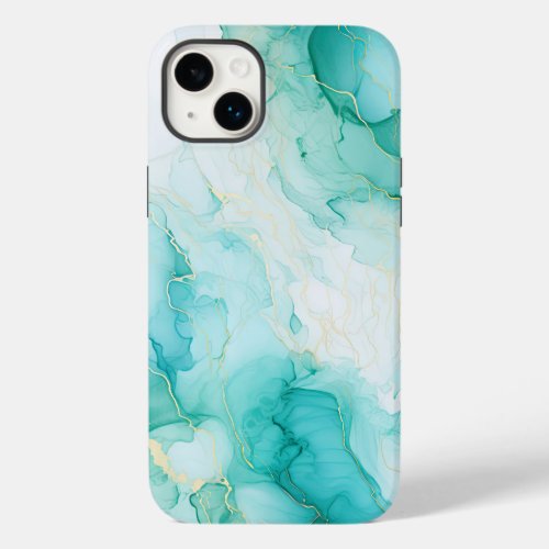 Mint Green Gold White Marble Case_Mate iPhone 14 Plus Case