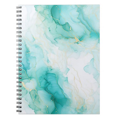 Mint Green Gold White Marble Notebook