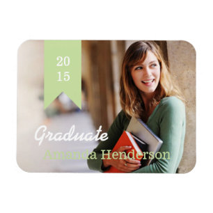 Mint Green Graduation Photo Announcement Magnet