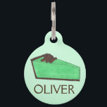 Mint Green Grasshopper Pie Slice Foodie Dessert Pet Tag<br><div class="desc">Pet tag design features an original illustration of a slice of mint green grasshopper pie with chocolate shavings on the top. Just personalize with the name of your dog or cat. Lots of coordinating pet products are also available from this shop! Don't see exactly what you're looking for? Contact Rebecca...</div>