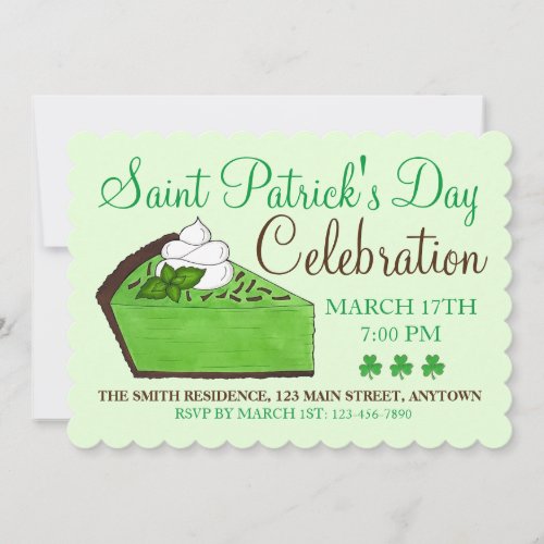Mint Green Grasshopper Pie St Patricks Day Invitation