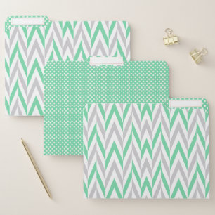 Mint Green, Gray and White Pattern File Folder