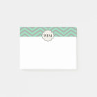 Mint Green Gray Chevron Patterned Monogrammed