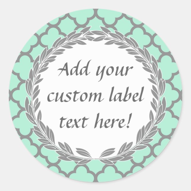 Mint Green Gray Custom Canning Jar Craft Label (Front)