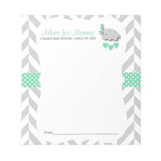 Mint Green Gray Elephant Baby Shower Advice Notepad Zazzle Com