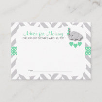 Mint Green & Gray Elephant Baby Shower SM - Advice Appointment Card