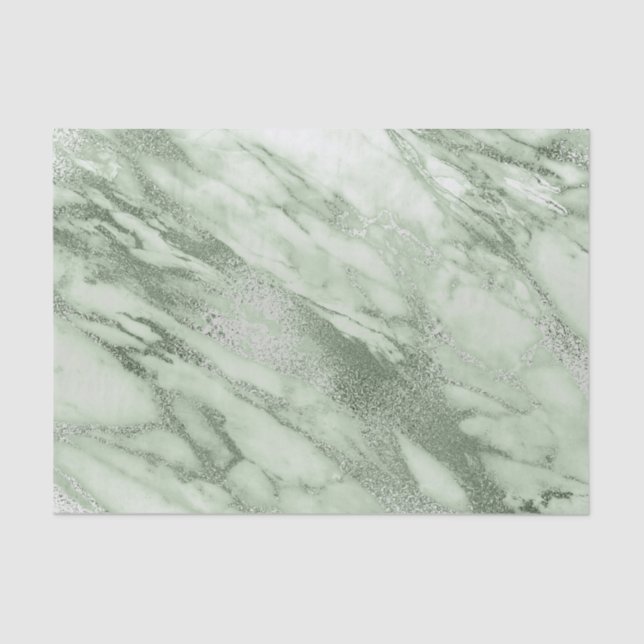 Mint Green Gray Pastel Metallic Marble Stone Lux Tissue Paper (Front)