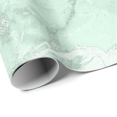 Mint Green Gray Silver Pastel Marble Molten Metal Wrapping Paper