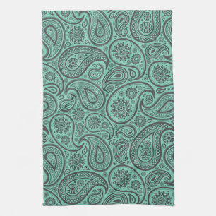 Mint-Green & Gray Vintage Paisley Damasks Towel