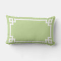 Mint Green Greek Key Border Custom Monogram Lumbar Pillow | Zazzle