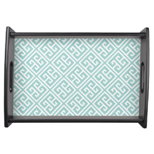 Mint Green Greek Key Pattern Serving Tray