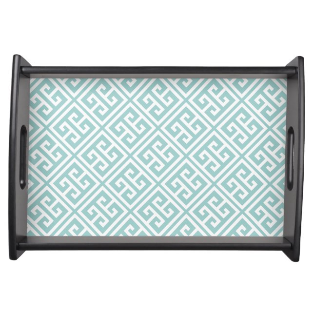 Mint Green Greek Key Pattern Serving Tray (Front)