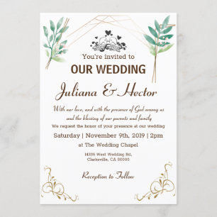 Mint Green greenery Invitation