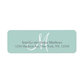 Mint Green, Grey Monogram for Weddings Label