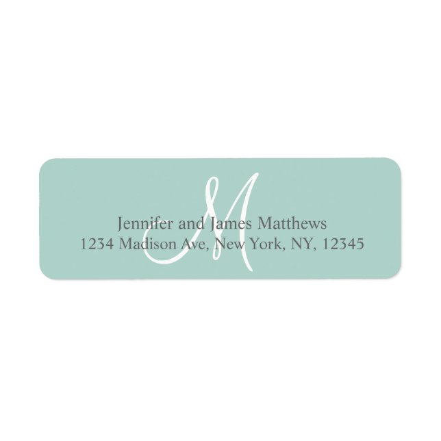 Mint Green, Grey Monogram for Weddings Label (Front)