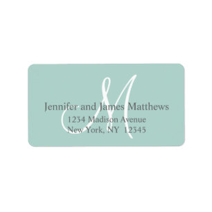 Mint Green, Grey Monogram for Weddings Label