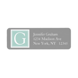 Mint Green Grey Simple Modern Monogram Label