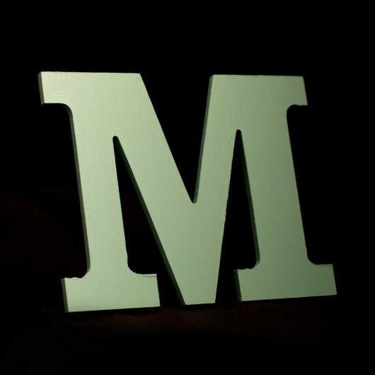 Mint Green Hand-Painted Wooden Letter "M" (Front)