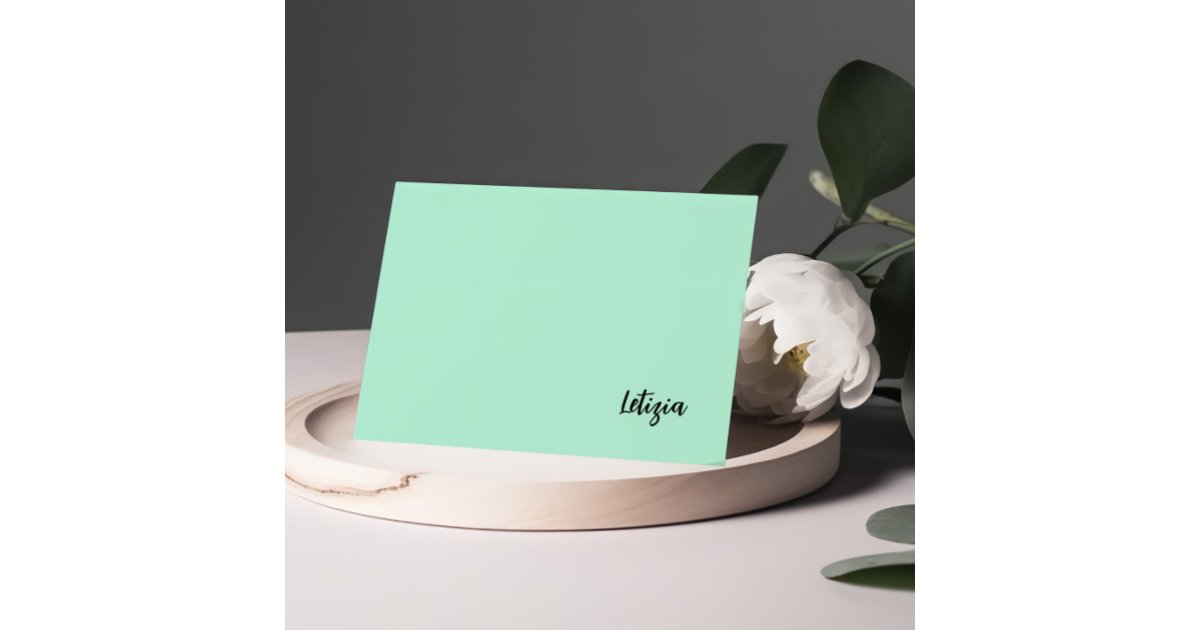 Mint Green Handwritten Name Note Cards | Zazzle