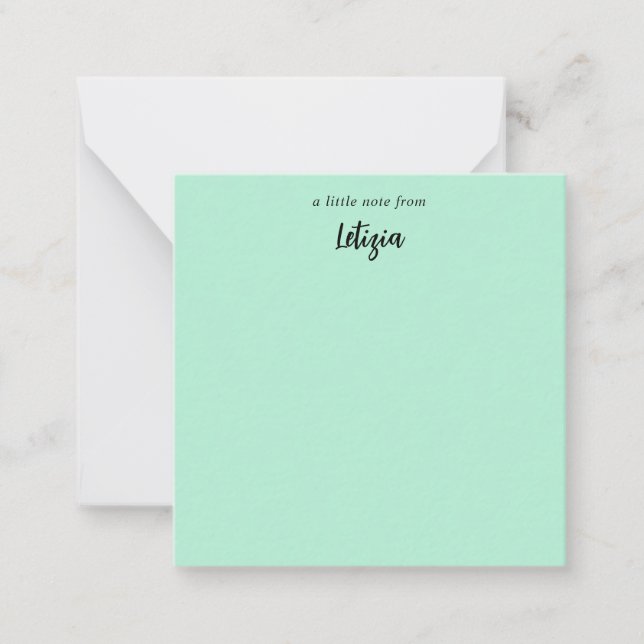 Mint Green Handwritten Name Note Cards (Front)
