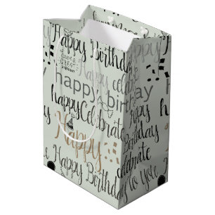 Mint Green Happy Birthday   Medium Gift Bag