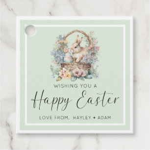 Mint Green Happy Easter Bunny Favor Tags