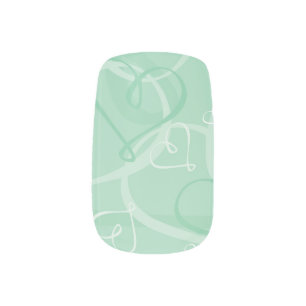 Mint green heart pattern minx nail art