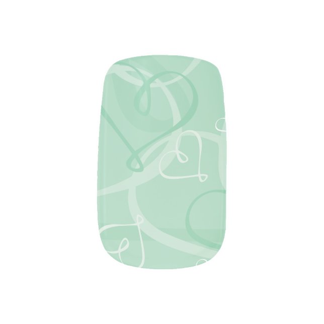Mint green heart pattern minx nail art (Right Thumb)