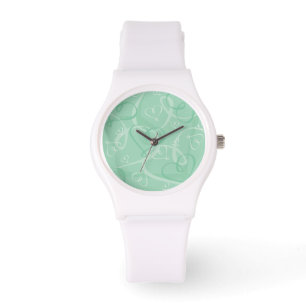 Mint green heart pattern watch