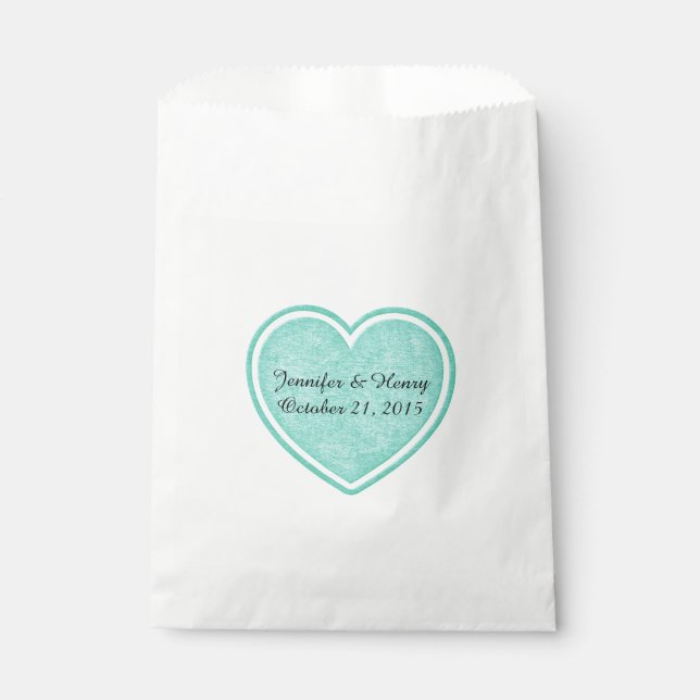 Mint Green Heart Wedding Favor Bag (Front)