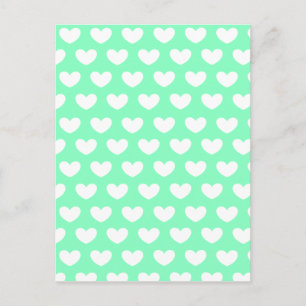 Mint Green Hearts Postcard