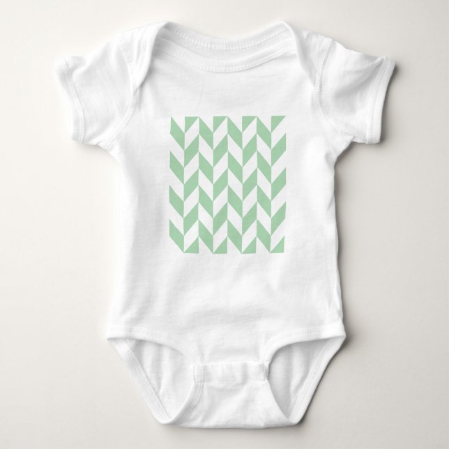 Mint Green Herringbone Baby Bodysuit (Front)