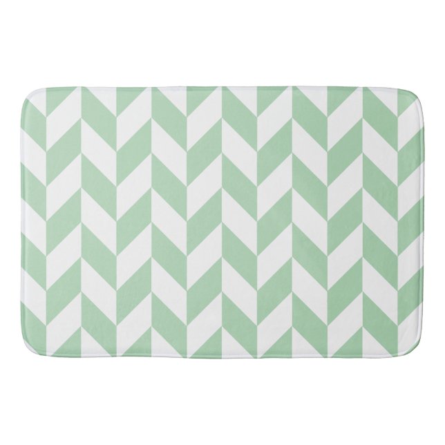 Mint Green Herringbone Bathroom Mat (Front)