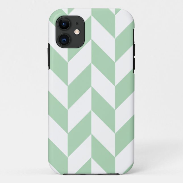 Mint Green Herringbone Case-Mate iPhone Case (Back)
