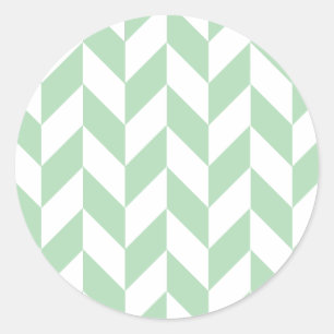 Mint Green Herringbone Classic Round Sticker