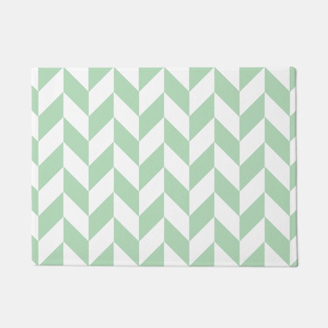 Mint Green Herringbone Doormat (Front)