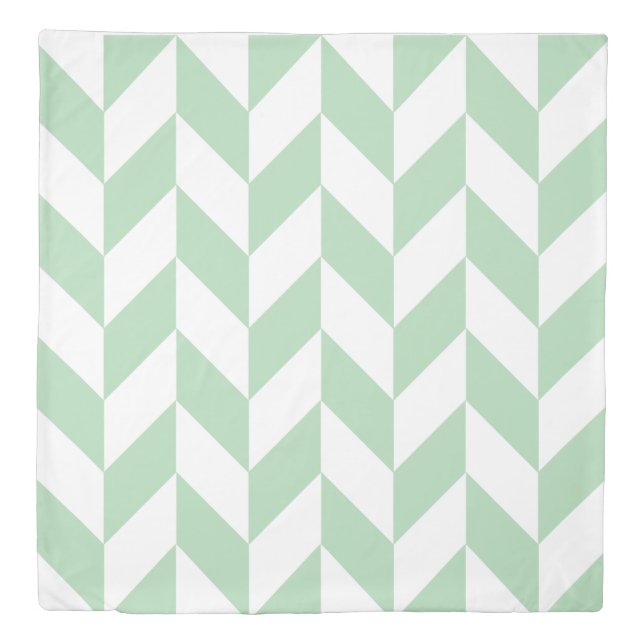 Mint Green Herringbone Duvet Cover (Front)